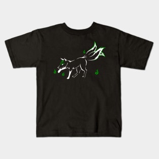 Kitsune (white and green) Kids T-Shirt